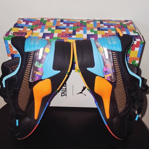 Size 7 Y (GS) PUMA x TETRIS RS-X Black-Luminous Blue - Picture 1 of 12